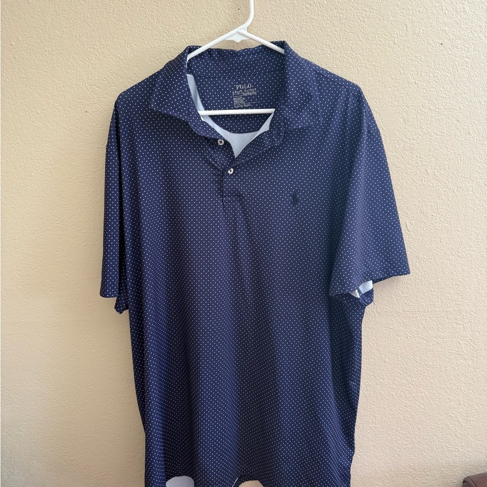 Polo by Ralph Lauren Men's Dark Blue Patterned Polo Shirt